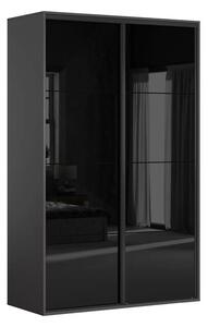 Dulap FLEX, gri grafit/negru lucios, PAL, cu 2 usi, 150x66x240 cm