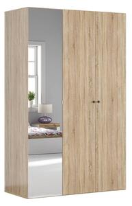 Dulap FLEX, stejar sonoma, PAL, cu 3 usi si oglinda, 150x66x240 cm