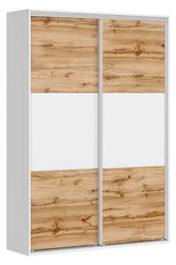 Dulap FLEX, alb/stejar wotan, PAL, cu 2 usi, 150x45x218 cm