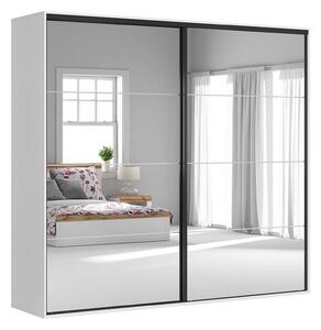 Dressing FLEX, alb, PAL, cu 2 usi si oglinda, 260x66x240 cm