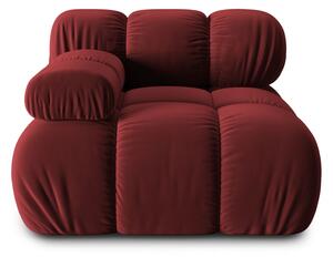 Canapea modulara Bellis cu 1 loc, colt pe partea stanga si tapiterie din catifea, rosu inchis