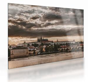 Tablou pe sticlă - Praga înnorită (70x50 cm)