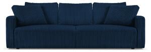 Canapea extensibila Sheila cu 4 locuri si tapiterie din catifea reiata, albastru royal