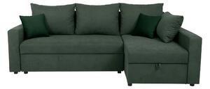 Coltar extensibil PREZEMEK IV, universal, stofa clasica verde, cu lada