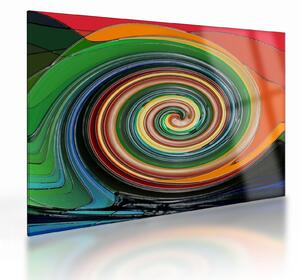 Tablou pe sticlă abstract - spirala colorata (70x50 cm)
