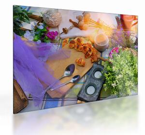 Tablou pe sticlă - picnic de vară (70x50 cm)