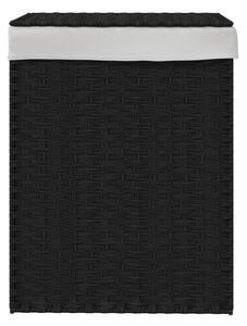 Coș de rufe cu capac, negru, 46x33x60 cm, poliratan