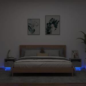 Noptiere cu lumini LED, 2 buc., gri beton, 40x39x37 cm