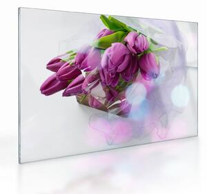 Tablou pe sticlă - buchet de lalele (70x50 cm)