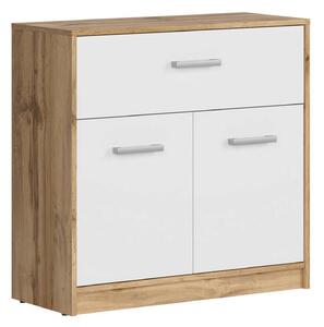 Comoda MATOS, stejar wotan/alb, PAL, 80x34x79 cm
