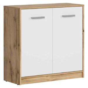 Comoda MATOS, stejar wotan/alb, PAL laminat, 80x34x79 cm