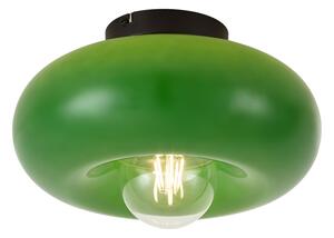 Plafonieră retro neagră cu sticlă verde 30cm - Glaze