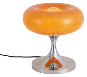 Lampă de masă retro cromată cu abajur din sticlă portocalie 31 cm - Glaze