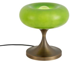 Lampă de masă retro bronz închis cu abajur din sticlă verde 31 cm - Glaze