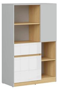 Dulap NANDU, gri deschis/stejar, PAL laminat, cu 2 usi si un sertar, 8