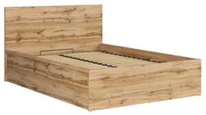 Pat TETRIX 140x200, stejar wotan, PAL, cu somiera si spatiu depozitare