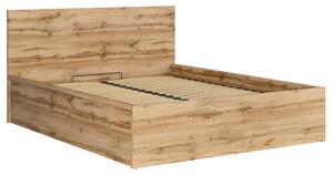 Pat TETRIX 160x200, stejar wotan, PAL, cu somiera si spatiu depozitare