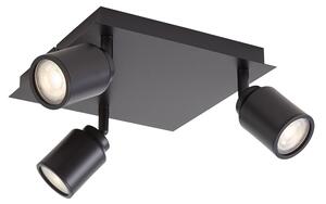 Spot modern pentru baie negru pătrat 3 lumini IP44 - Ducha