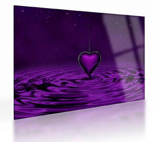Tablou pe sticlă ci inima violetă (70x50 cm)