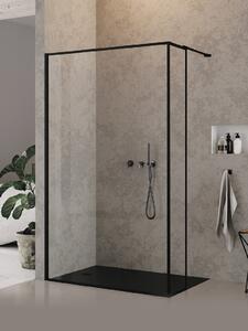 New Trendy New Modus Black perete cabină de duș walk-in 30 cm negru mat/sticla transparentă EXK-5588