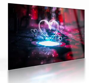 Tablou pe sticlă cu inima iluminată (70x50 cm)