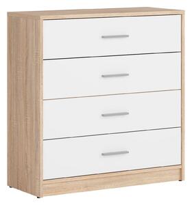 Comoda NEPO PLUS, alb/stejar sonoma, PAL laminat, 80x34x84 cm