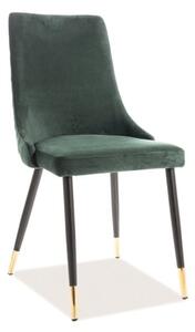 Scaun tapitat cu stofa si picioare metalice, Pirro Velvet Verde Inchis / Negru / Auriu, l47xA59xH93 cm