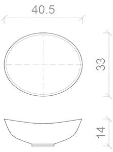 Lavoar pe Blat Lima 40.5x33cm, Negru, Portelan