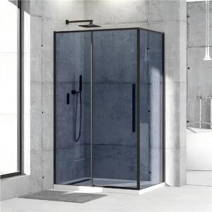 Cabina De Dus Oto 80x120cm, Sticla Securizata Gri 6mm, Profil Aluminiu Negru, Usa Culisanta