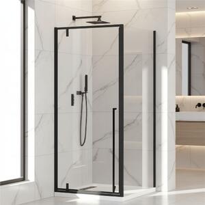Cabina de dus BR6614CA 90X90cm, Patrata, Sticla Securizata 6mm, Profil Aluminiu Negru