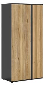 Dulap LUEN, stejar/negru, PAL laminat, cu 2 usi, 95x55x196 cm