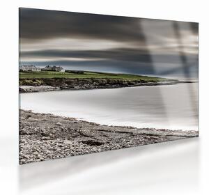 Tablou pe sticlă cu lac în amurg (70x50 cm)