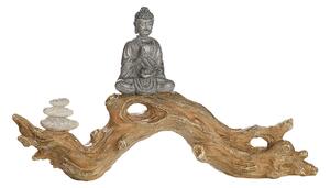 Decoratiune Buddha on tree, rasina, maro gri, 32x6x18,5 cm