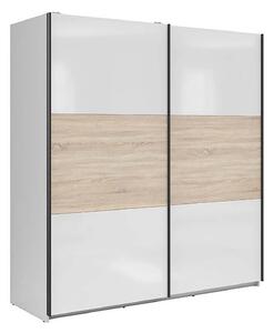 Dulap TETRIX, alb lucios/stejar sonoma, PAL, cu 2 usi, 183x60x196 cm