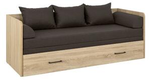 Pat TETRIX 80/160x200, stejar sonoma/maro, PAL/stofa, cu saltea extens