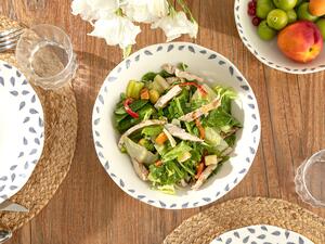 Clover Leaf Bol din Porțelan Pentru Salată 25 Cm Alb – Albastru
