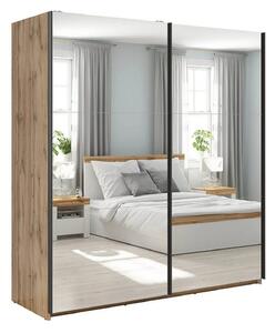 Dulap TETRIX, stejar wotan, PAL, cu 2 usi si oglinzi, 183x60x196 cm