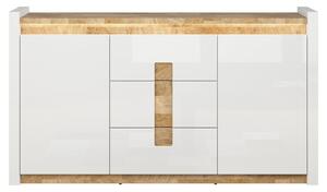 Comoda ALAMEDA, alb/stejar, PAL, 172x41x97 cm