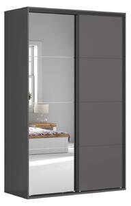 Dulap FLEX, gri grafit, PAL, cu 2 usi si oglinda, 150x66x240 cm