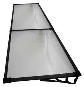 Copertină MAX PRO 200x80 cm din oțel, aluminiu și policarbonat – Negru/Transparent
