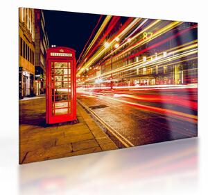 Tablou pe sticlă cu căsuța telefonică roșie din Londra (70x50 cm)