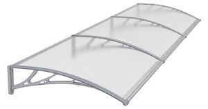 Copertină PREMIUM 300x80 cm, placă 6 mm dintr-o bucată – Gri/Transparent