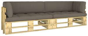 Canapea din paleți cu 2 locuri, cu perne, lemn pin verde tratat