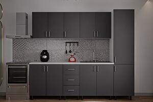 Bucatarie Alia cu soldat, 250 cm L, Antracit, Pal 18 mm
