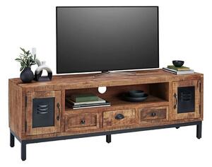 Comoda TV MIRA, stejar/negru, lemn/metal, 160x40x55 cm