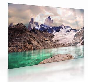 Tablou pe sticlă cu lac montan (70x50 cm)