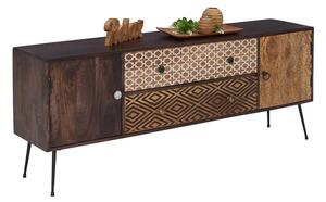 Comoda TV TAMANI, nuc/negru, lemn/metal, 157x35x60 cm