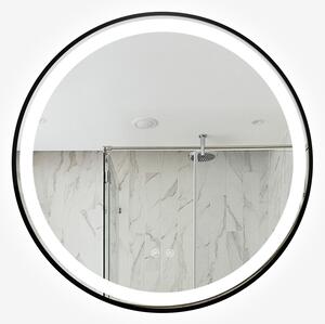 Oglinda LED pentru baie ROTUNDA cu rama neagra din aluminiu 70 cm