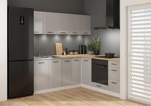 Set bucatarie JUNONA LINE, gri deschis/alb, PAL, 200x200 cm, cu blat s