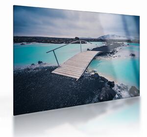 Tablou pe sticlă cu pod din lemn (70x50 cm)